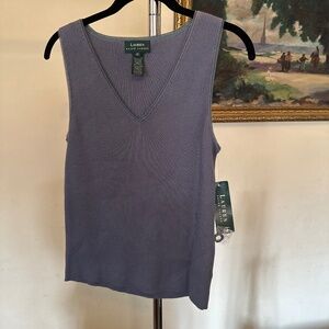 Ralph Lauren Ribbed V-Neck Tank, Women’s XL